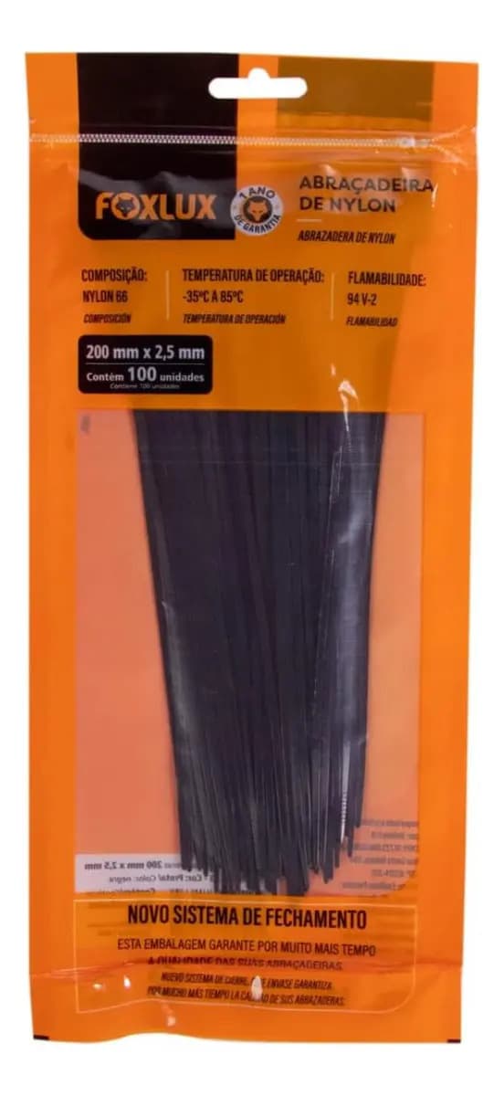 ABRACADEIRA NYLON 100 X 2,5MM PRETA — imagem 1