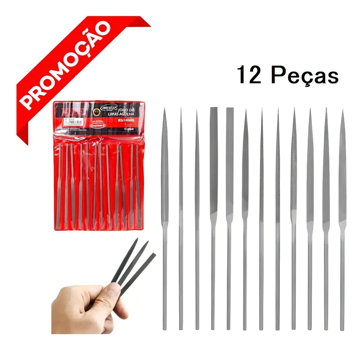 LIMA AGULHA 140MM JG C/ 12 PCS — imagem 1