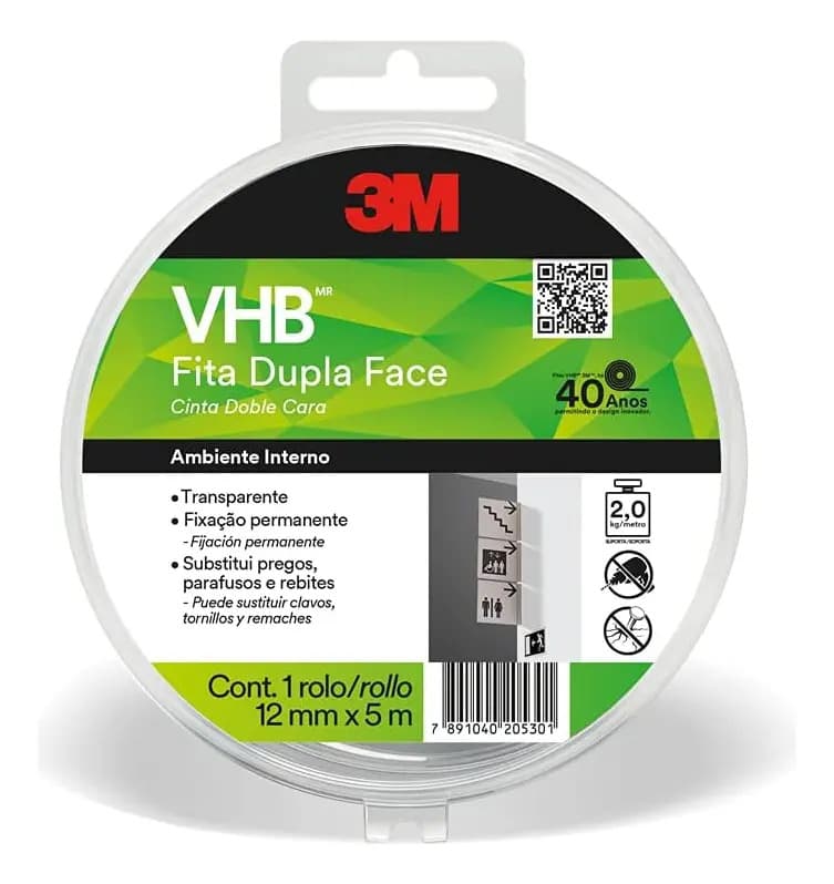 FITA DUPLA FACE CARTELA 12MM X 2MT 3M