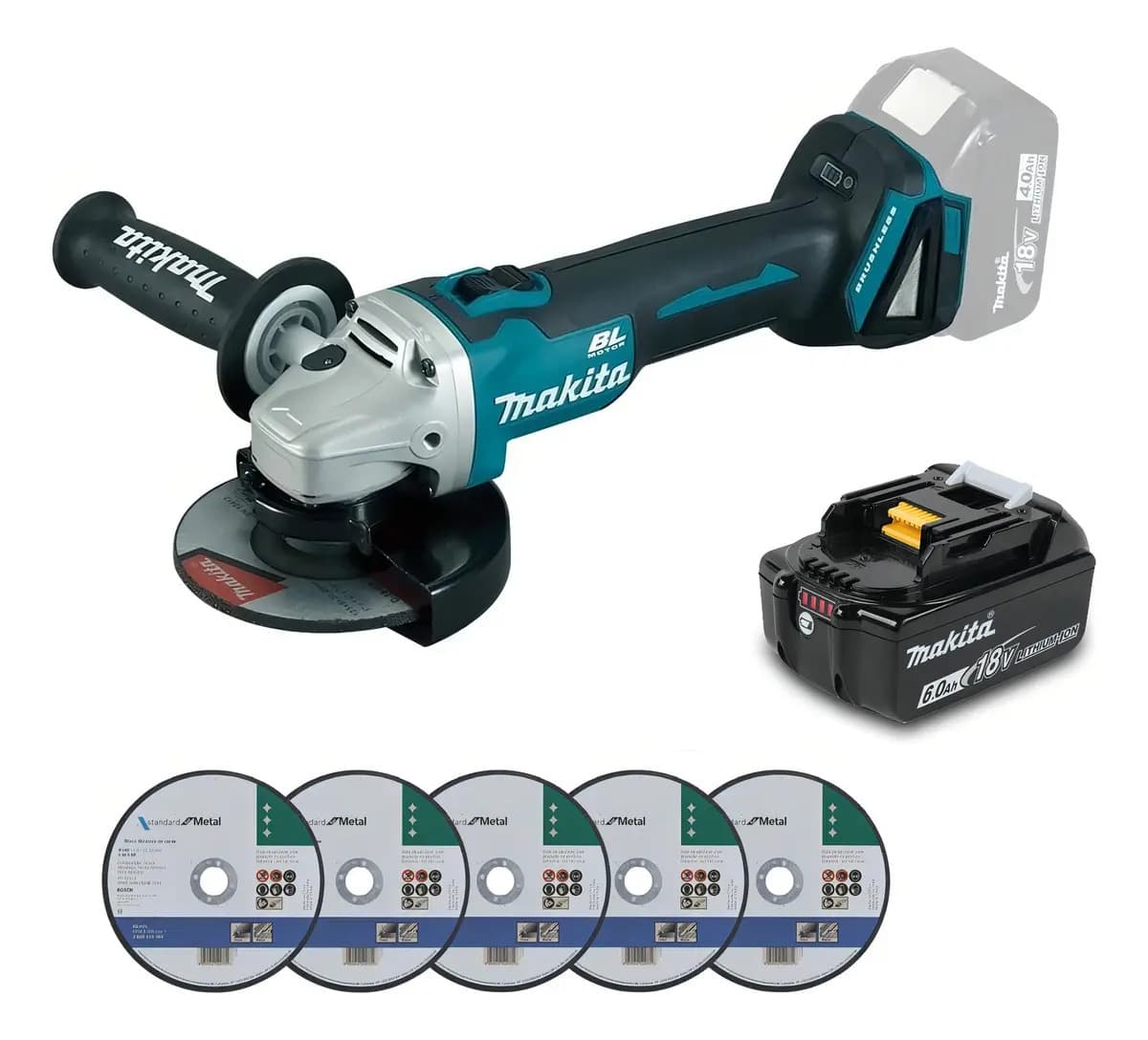 ESMERILHAD. ANG. 5''+BAT.DC18RC+BL1830B DGA504Z MAKITA