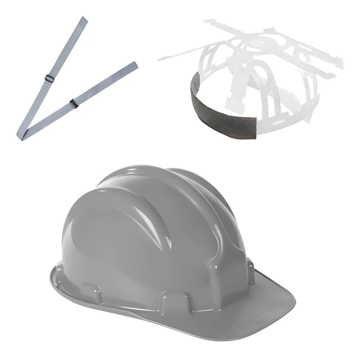 CAPACETE DE SEG.C/CARNEIRA C/SELO INMETRO-CINZA — imagem 1