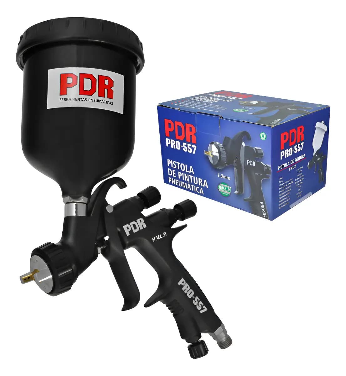 PDR-PISTOLA PINTURA GRAV. HVLP BICO 1.7MM C/600ML