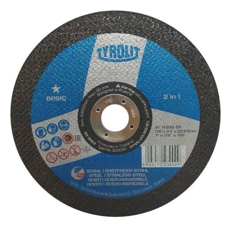 DISCO CORTE ACO 07"X1/8X7/8 TYROLIT