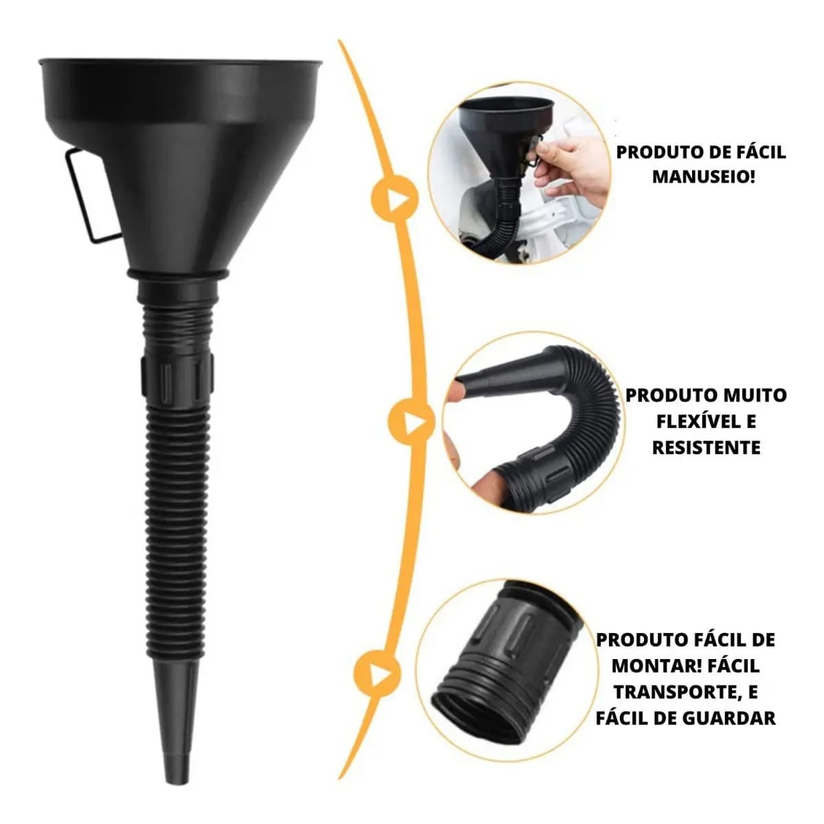 FUNIL PVC FLEXIVEL - PRETO / AMARELO — imagem 1